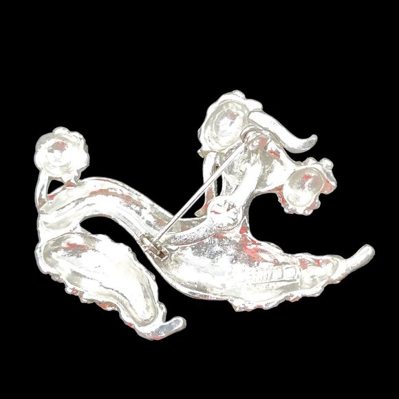 Vintage Gerrys Silver-Tone Poodle Brooch With Blue Rhinestone Eyes - Picture 2 of 5